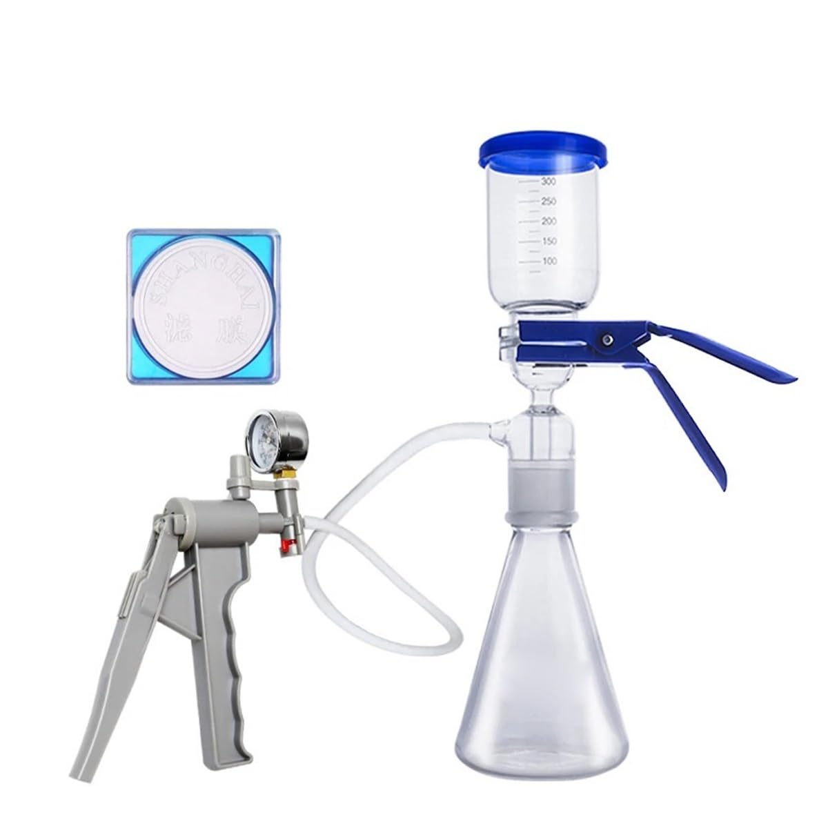 Kit di apparecchi for filtrazione sotto vuoto in vetro da laboratorio con imbuto Buchner e pompa Attrezzature da laboratorio