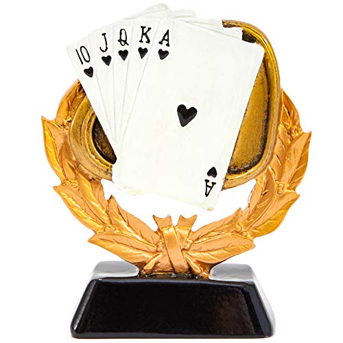 Juvale Poker Playing Cards Trophy (5 in, Gold, Resin)