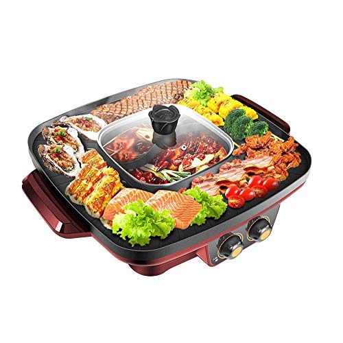 BEANCHEN Electric Barbecue Hot Pot, Portable Electric Barbecue Grill 2 In 1 Super Hot Pot With Barbecue Plate, Suitable for Family Dining for 2-3 People