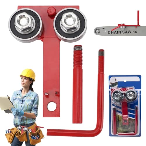PAKJCKERM Chainsaw Bar Rail Closer Tool, Cast Iron Steel Chainsaw Bar Rail Tightening Repair Tool, Adjustable Chainsaw Accessories for Chain Grinding, Fits Different Gauge Accessories Bars(Red)