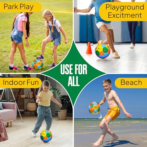 SAGA SPORTS SoftWhiz Colorful Safe Indoor Football Size 4 for Kids | Felt-Cover Soft Football for Inside Your Home and Yard – Fun Gift with Pump, Needle & Mesh Bag