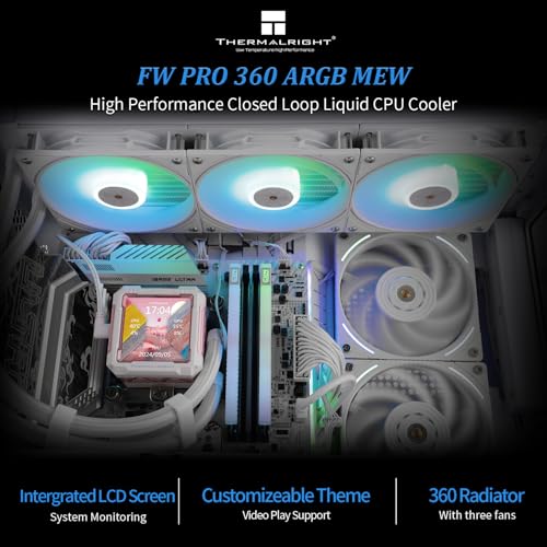 Image of Thermalright FW PRO 360 ARGB MEW CPU AIO Cooler,IPS LCD Screen with 320 * 320 Resolution,for AM5&Intel 1700 /1851,High-Performance 360 Specs Water-Cooled with 2.73in Removable Display