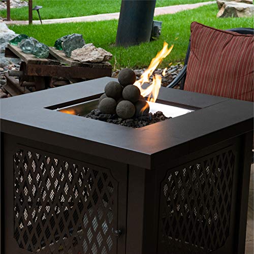 Ceramic Fire Balls | Mixed Set of 13 | Modern Accessory for Indoor and Outdoor Fire Pits or Fireplaces – Brushed Concrete Look | Midnight Black