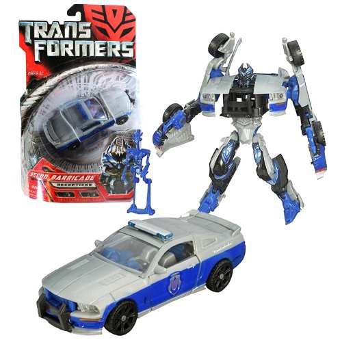 Hasbro Year 2007 Transformers Movie Series 1 Deluxe Class 6 Inch Tall Robot Action Figure - Decepticon RECON BARRICADE with Spring Loaded Punch Attack and Decepticon Frenzy Mini Figure (Vehicle Mode : Saleen S281 Gray/Blue Police Car)