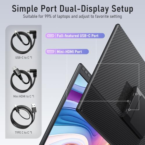 Image of Macsecor Laptop Screen Extender, 14'' FHD 1080P Ultra-Slim Dual Portable Monitor for Laptops, USB-C Travel Monitor Extender Plug & Play for 13 inch-16 inch Laptop, Compatible with Wins /Mac /Android /Chrome