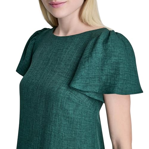 Image of DKNY Women's Flowy Short Sleeve Ruffle Hem Dress