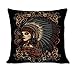 NYKKOLA Soild Linen Indian Tribe Skulls Feather Pillow Covers 4 Pack, Decorative Pillowcase Cushion Cover for Sofa Bedroom Car 18 x 18 Inch 45 x 45 cm (Style 34)