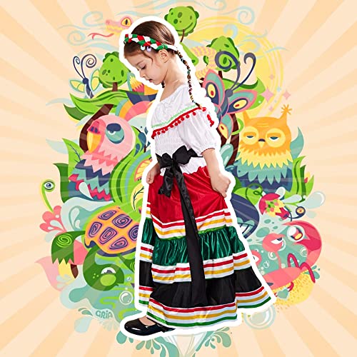 Snailify Girls Traditional Mexican Folk Costume One Shoulder Long Dress Costume Halloween Festival Party Dress #TOP5