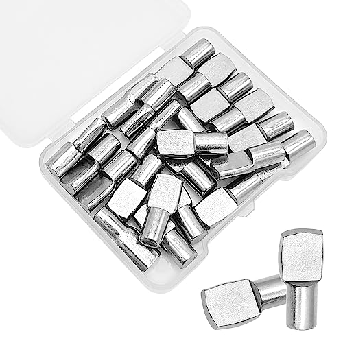 22 Pcs Shelf Pins Pegs 1/4 Inch Diameter Spoon Shape Nickel Plated Shelf Support Pegs Bookshelf Pegs for Shelves Cabinet Shelf Bracket Pegs Shelf Pins Holders for Kitchen Furniture & Closet (Silver)