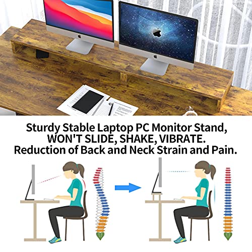 Computer Desk With Keyboard Tray, 55-Inch Study Writing Desk Gaming Desk With Storage Shelves For Home Office Bedrooms Modern Pull Out Keyboard Tray Desk For Student Teen Easy Assemble, Rustic Brown #TOP5