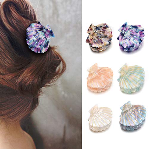 Pinza para cabello mujer diseño conchas acrílico blanco miniatura 3