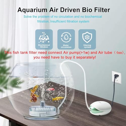 Image of UPETTOOLS Mini Aquarium Sponge Filter, Small Internal Fish Tank Filter Detachable Submersible Filter with Air Stone Suitable for 20-40 Gallon Tank ((Air Pumps and Air Tube Not Included)