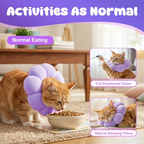 Collar de cono de gato estilo floral ajustable y suave para postoperatorio 5