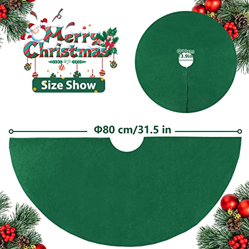 SALCAR Weihnachtsbaum Decke Rund, Weihnachtsbaum Rock Grün Filzteppich Kleid Mit Klettverschluss, Christbaumdecke Fell für Weihnachtsbaum Tannenbaum Weihnachtsbaum Deko, 80cm