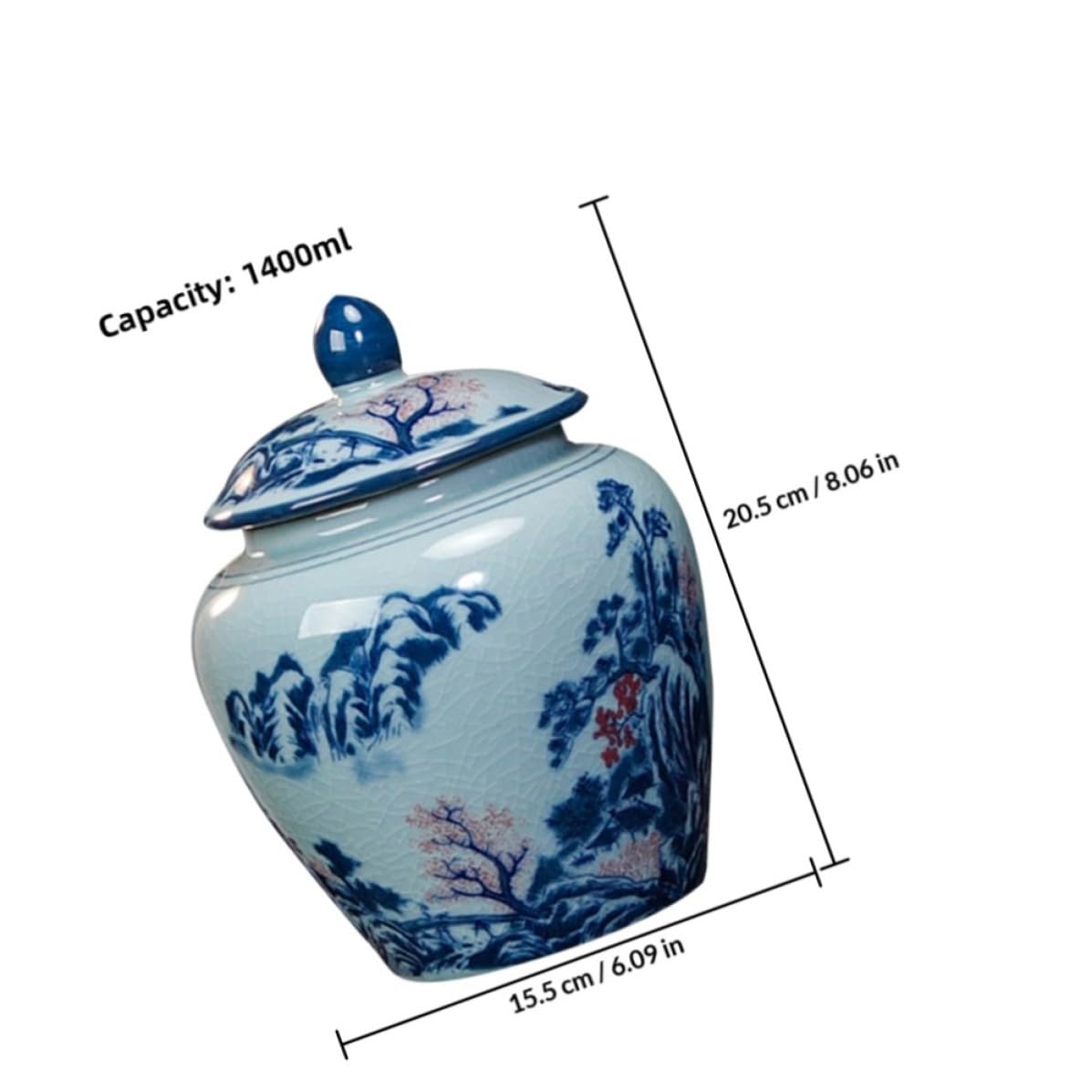 Tarro de Cerámica para Té Vintage Estilo Chino 1400ml Tapa