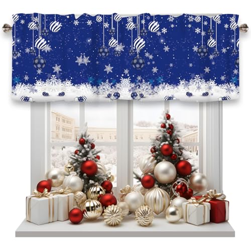 AYTTBIS Christmas Snowflake Valances for Windows 1 Panel, 42x12 in