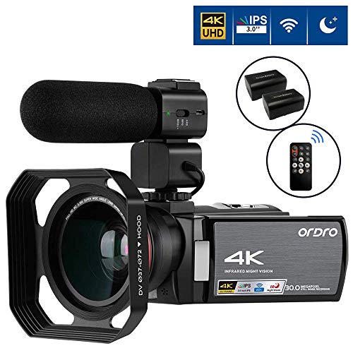 4K Camcorder Video Camera ORDRO 4K Ultra HD Digital Camera 30MP 1080P 60FPS