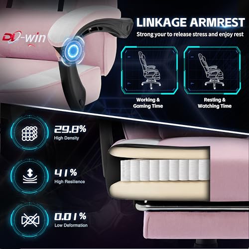 Image of DL-win Video Gaming Chair for Adults, Computer Chair with Footrest and Ergonomic High Back, Big and Tall Gamer Chair with Massage Lumbar Support (Blush)