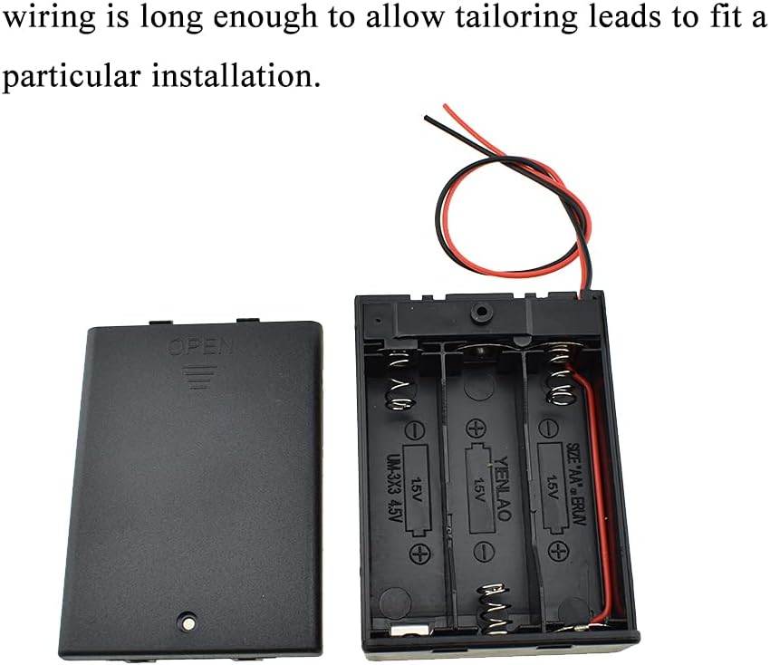 HAHIYO 4.5V AA Battery Holder Bundle with Wire Sturdy Cover Flexible Springs Contact Build-in Switch Batteries Black Case Easy Install 6 Pieces for Wall Clocks Ham Radio Kids Toys image 5