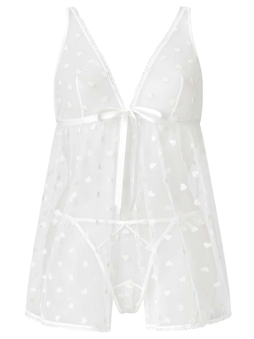 Ann Summers Queen of Hearts Crotchless Babydoll Set, White, Size Xs, Women