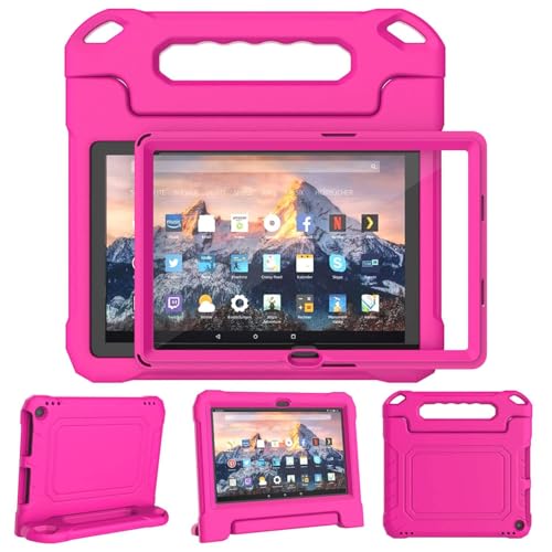 RTOBX Kids Case for Amazon Fire 10 Pro/10 Plus/HD 10 Tablet(2023/2021 Release 13th/11th Generation) Built-in Screen Protector Durable Shockproof Protective Cover for Kindle Fire 10 Tablet Pink