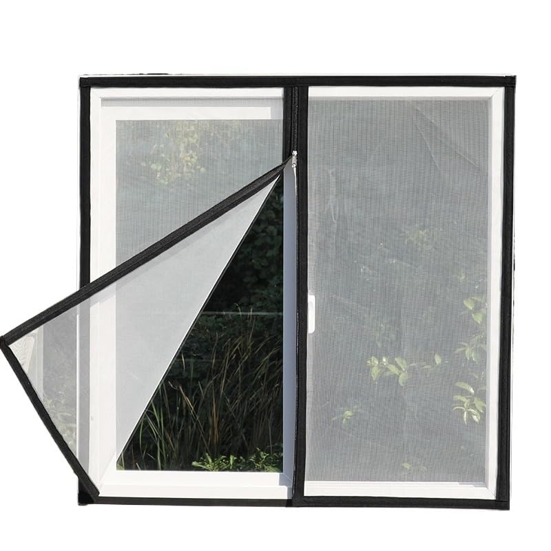 Mosquitera para ventana de malla fina con cremallera y velcro blanca