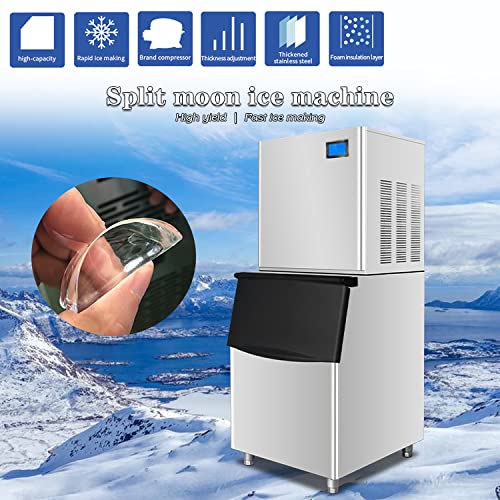110V Commercial Ice Maker Machine Moon Ice - 396 LBS/24H with 286 Pounds Storage Bin Capacity - Automatic Ice Maker Water Filter & Scoop Included for Home, Business, Restaurants, Bars