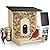 Solution4Patio Wood Solar Powered Bird Feeder with Camera - AI-Powered Bird Identification with Smart Squirrel Alarm, Weatherproof Outdoor Birdfeeder with Suet Baskets for Children & Elderly