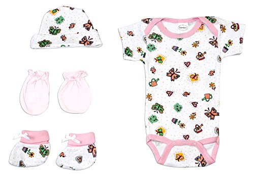 Bambini Newborn Baby Girls 4 Pc Layette Set