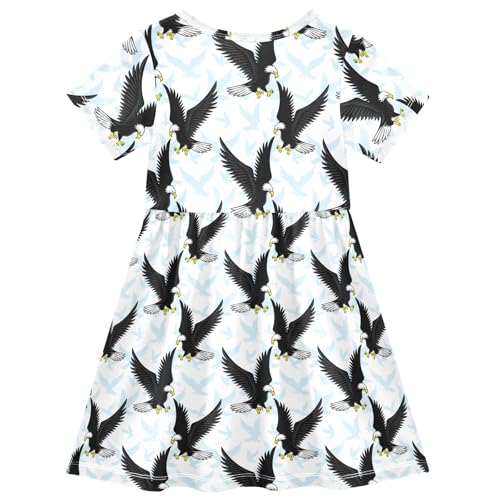 CaTaKu Girls Eagles Birds Dresses Toddler Summer Dress Short Sleeve Dresses for Girls Sundress 2-8T2