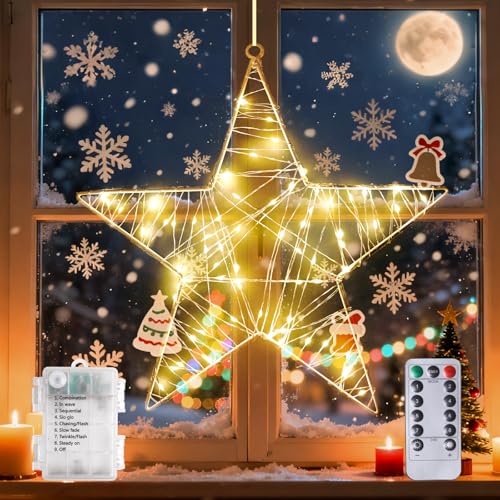 Weihnachtsstern Fenster LED 16 Lamptobe Weihnachtsstern Fenster, Weihnachtsdeko LED Stern Zum...