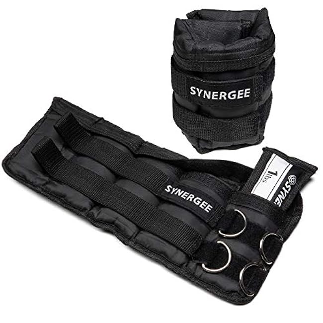 Synergee Comfort Fit Adjustable Ankle/Wrist Weights (Set of 2). Available in 5lb, 10lb & 20lbs. One Size Fits All.