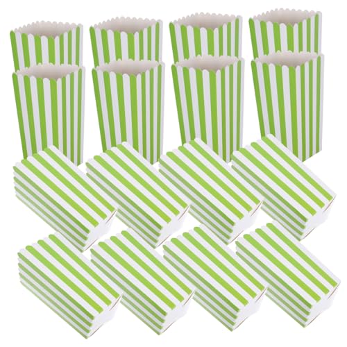 STOBAZA 40pcs Striped Paper Popcorn Buckets Oil Resistant Containers for Party Favors Snacks French Fries Stackable Design for Easy Storage for Carnival Movie Nights