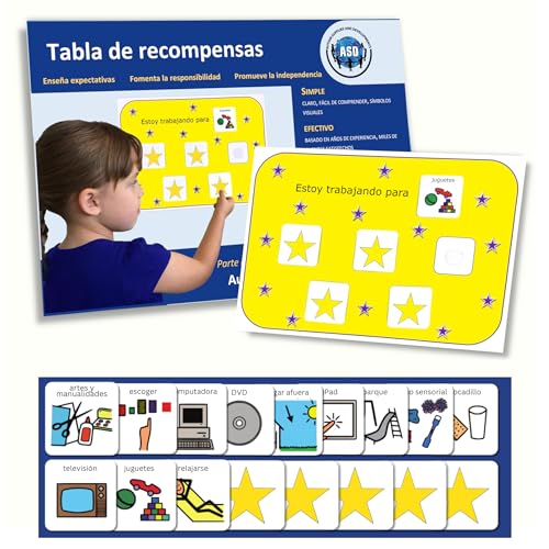 Tabla de Recompensas – Niños y Niñas -17 x Pictogramas Autismo – Diseño Reutilizable – Juguetes Autismo – ABA Casa y Escuela – Regalos Niños – Español