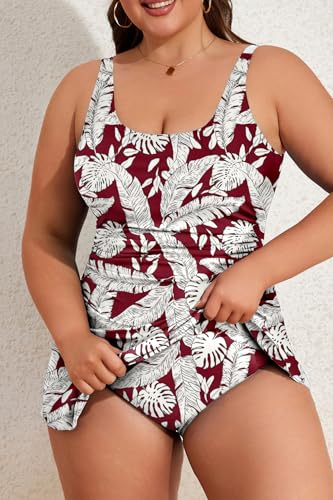 Image of Eomenie Plus Size Swimdress for Women One Piece Swimsuit Tummy Control Swim Dresses Skirt Bathing Suit