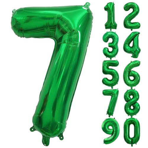 Image of Number Balloons Green Party Balloon - Giant Number 7 Balloon, 40 Inch Large Balloon for St. Patrick's Day Games Theme Birthday Decoration, Girls Boys Party Supplies