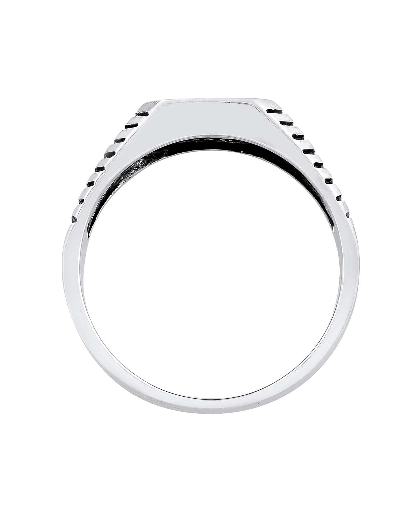 Kuzzoi Anillo de plata de ley 925 con sello de sodalita, anillo clásico de 10 mm de ancho en plata de ley 925, anillo de motero, talla 60-66 0605630721