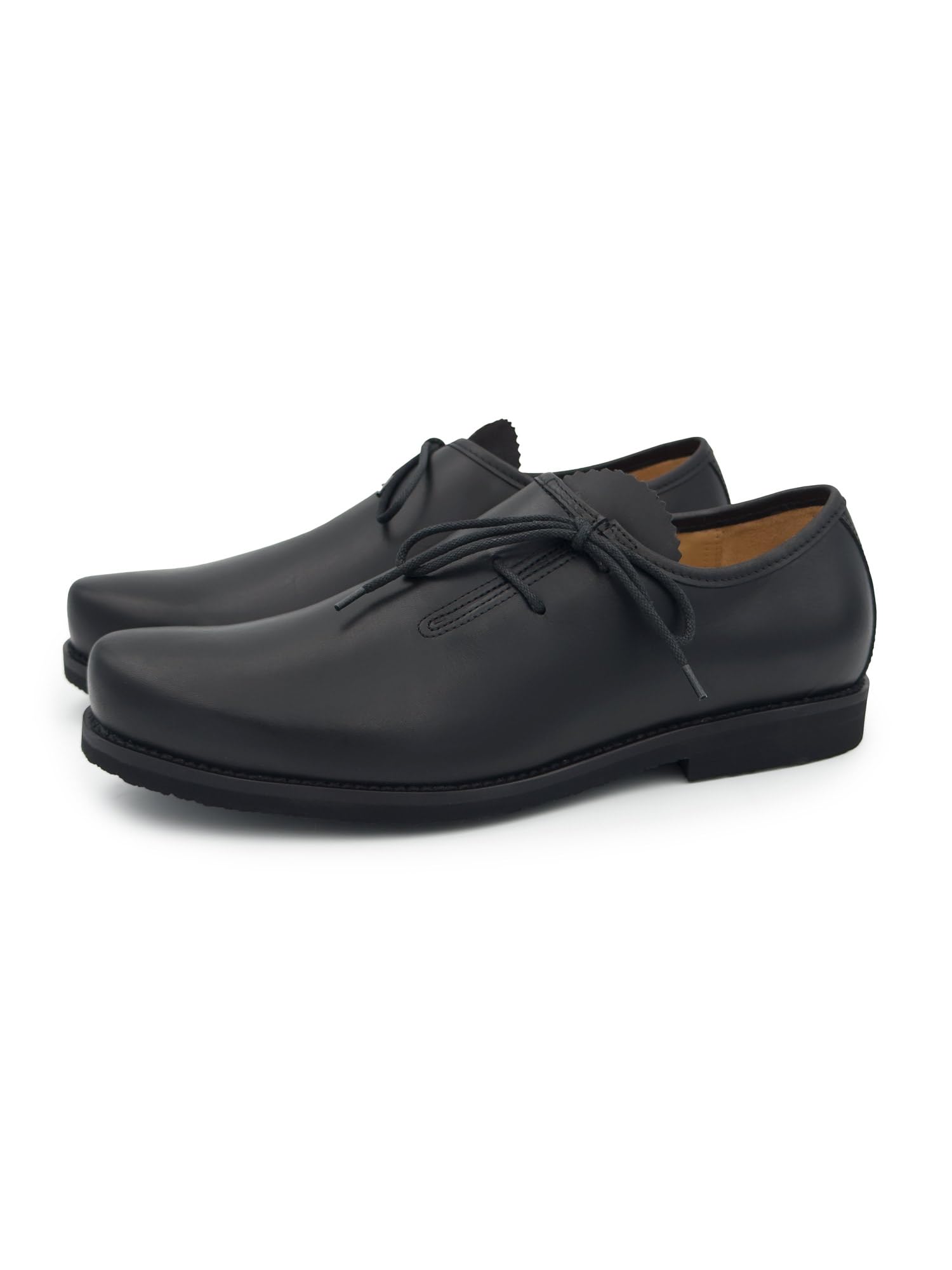 Trachtenschuh Softy für Herren, Flache Haferlschuhe für Männer, Schwarze Schuhe für das Oktoberfest mit Schnürung