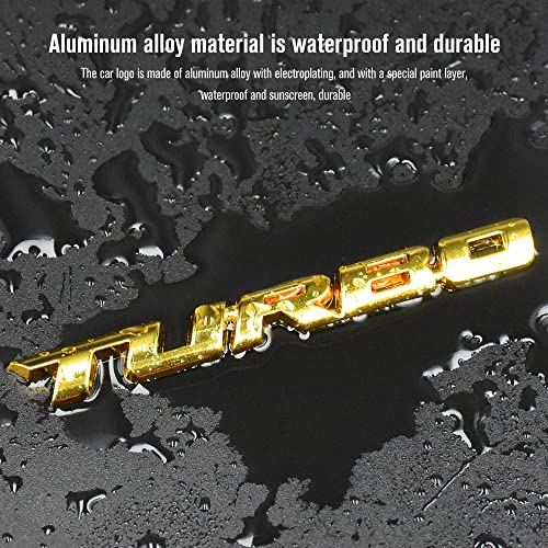 2Pcs Turbo Badge Emblem, Nawpheki Universal Metal Car Auto Fender Trunk Tailgate Front Decal Sticker Nameplate Letter (Gold) #TOP2