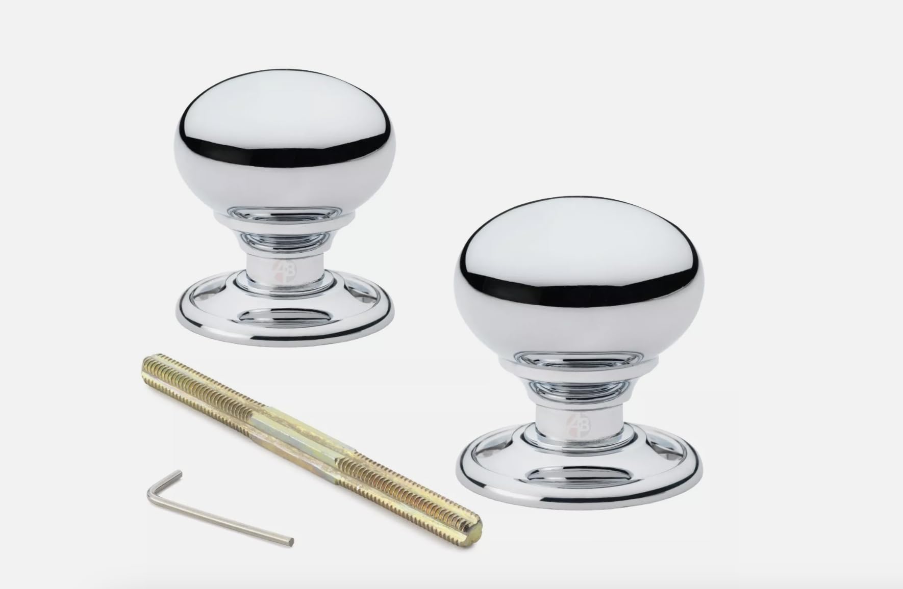 Ab Hardware Polished Chrome 40Mm Cottage Mushroom Rim Door Knobs Knob Pair Set Solid Mortice