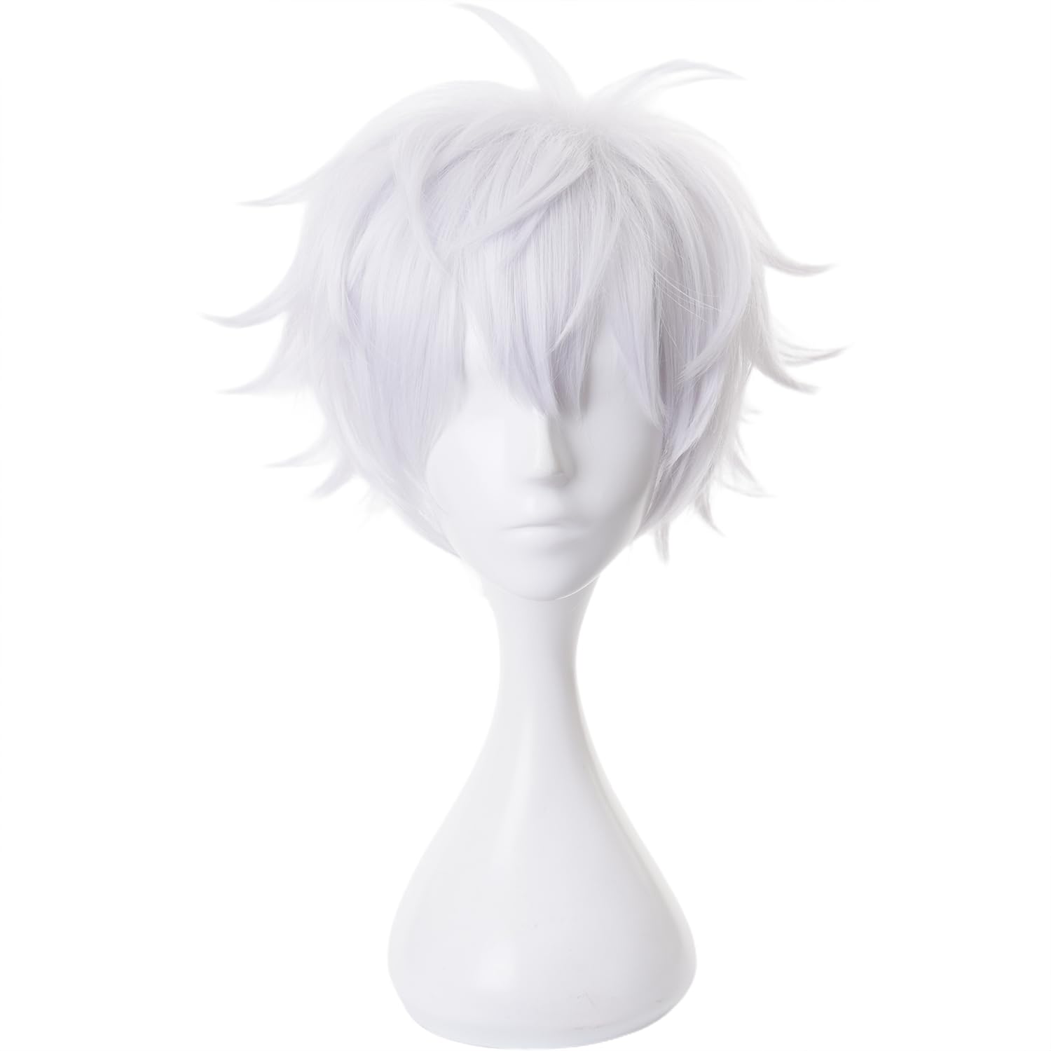 Silber Weiß Cosplay Perücke Untrimmed Bob Kurzhaar für Erwachsene Männer Halloween Universal Cos Anime Rollenspiel Party Hitzebeständige synthetische Haare