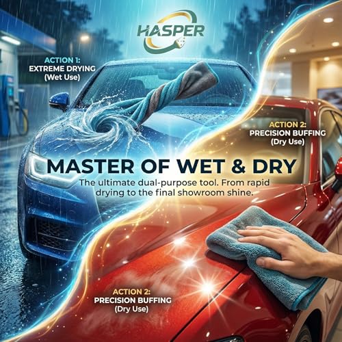 Image of HASPER Microfiber Cloth for Car Cleaning - 1200 GSM | High Absorbent Car Washing Clothes & Duster - Essential Car Accessories for Dashboard & Maintaining Car Decoration Items Interior (40 x 40 CM)