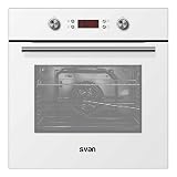 Eficiencia energetica A SVAN Horno Svan, Pirolítico, 70L, A, 59.5cm, 59.5cm, 57.5cm, Cristal Blanco, 12P, Display, Turbo