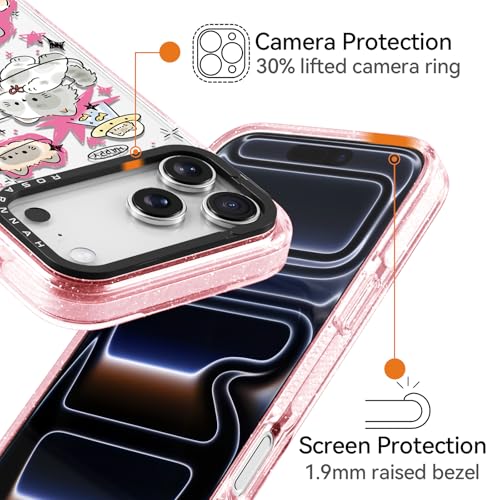 Coque iPhone Pro Max chat pailleté protection durable 2m