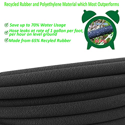 STYDDI Soaker Hose, 1/2\" x 75 FT Round Rubber Garden Soaker Hose, Heavy Duty Water Seeper Soaker Hoses for Foundation Watering, Garden Beds, Garden, Lawn and Plants - Thumbnail 4