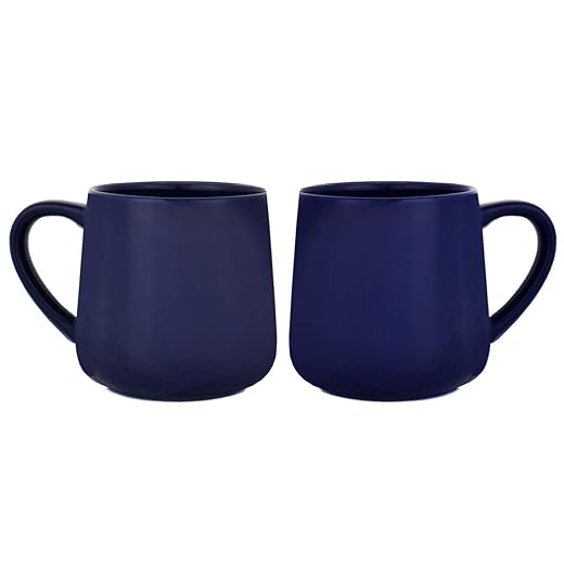 Bosmarlin Glossy Ceramic Coffee Mugs Set of 2, Tea Cup for Office and Home, 18 oz, Suitable for Dishwasher and Microwave(Royal Blue, 2)