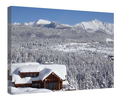 Toile murale d'hiver encadrée en bois 40x50 cm tableau prêt à suspendre