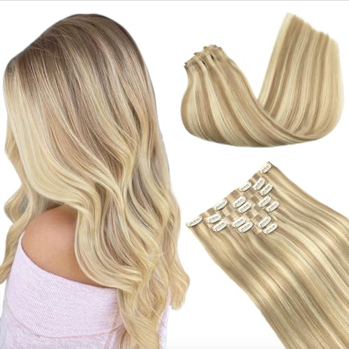 Image of GOO GOO Seamless Clip in Hair Extensions Real Human Hair Remy Extensions