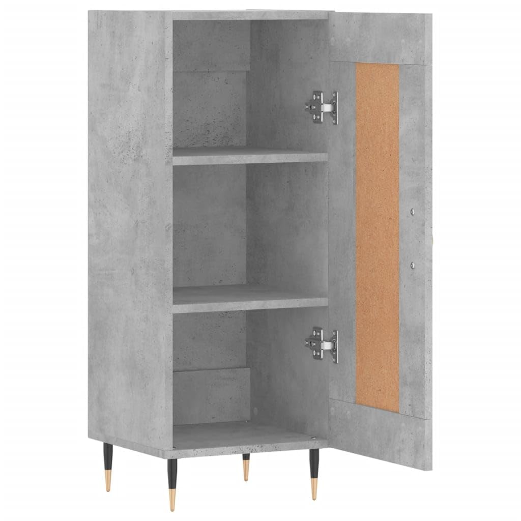 Credenza grigio cemento, 34,5 x 34 x 90 cm, comò con anta e gambe