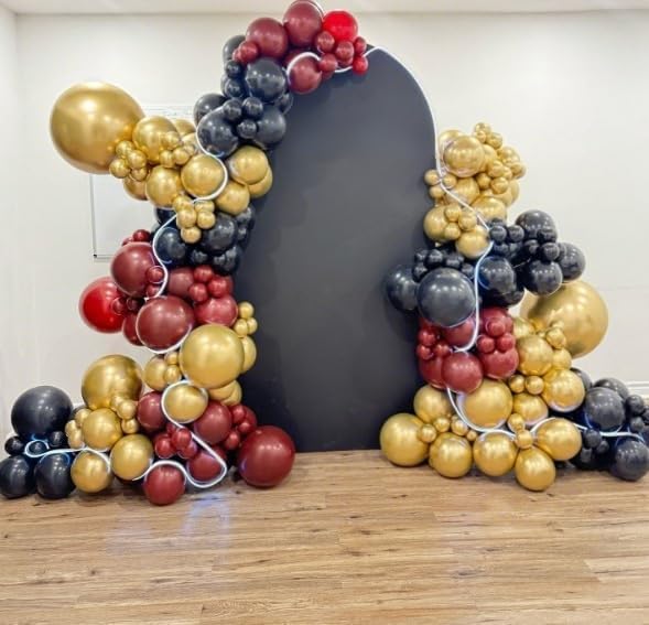 Image of Black Burgundy Gold Balloon,60 Pcs 12 Inches Metallic Gold Burgundy Confetti Balloons for Party Birthday Decorations Birthday Balloons Baby Shower Engagement Party Supplies
